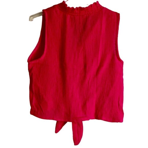 Kaktus Hot Pink Sleeveless Button Down Top With Front Tie Petite Small PS NEW - Picture 9 of 9